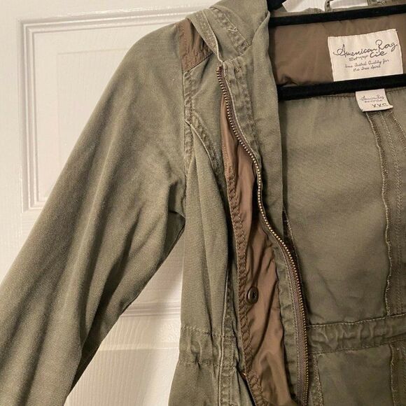 American Rag Cie Womens Brown Long Sleeve Hooded Full Zip Trench Coat Size XXS - Picture 3 of 8